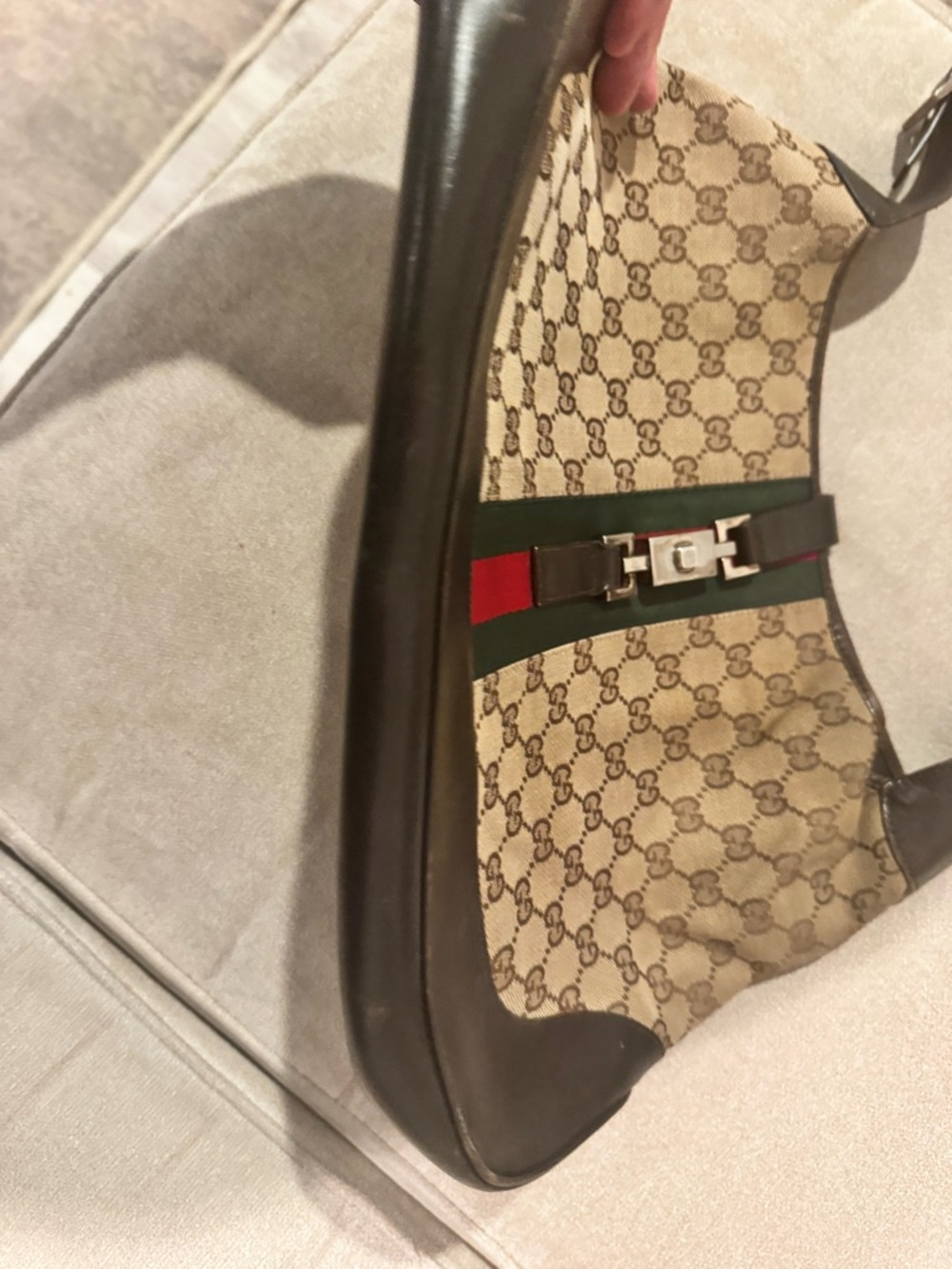 Gucci Jackie Original Web Shoulder Bag Leather and GG Canvas Medium - Picture 5 of 13